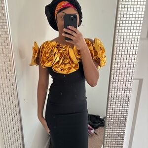 Strapless Black and Gold Dress